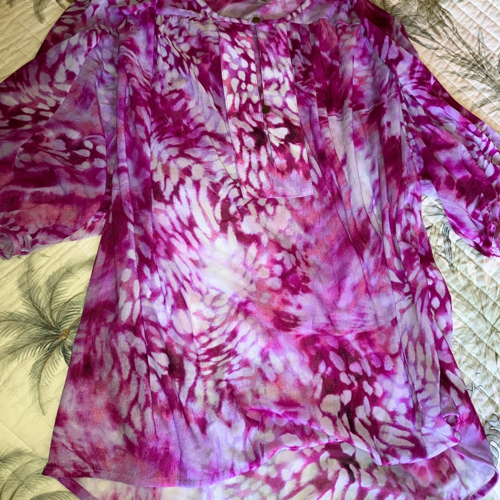 Pink Tie-Dye like sheer Women's Top